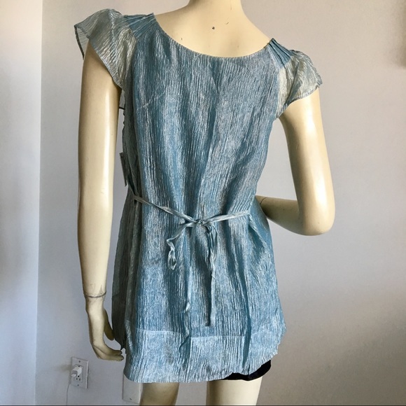 NWT icy blue crinkly beaded shift dress/top size 8 - Picture 5 of 8